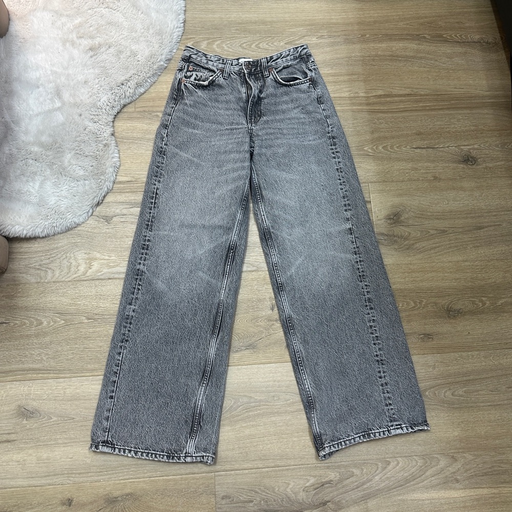 Zara black wash wide leg denim size 4